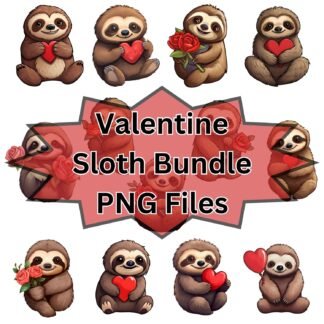 Sloth Valentine PNG Bundle - Digital Download